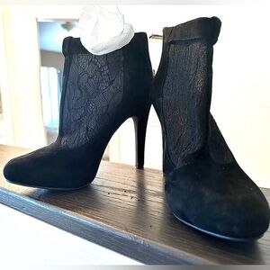 Elegant Black Lace and (Suede) Ankle Boots